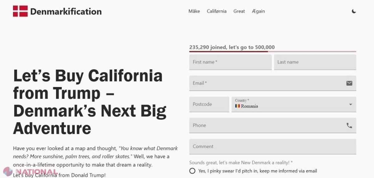 Cerere inedită din Danemarca: Californians, luați în calcul vânzarea statului vostru!