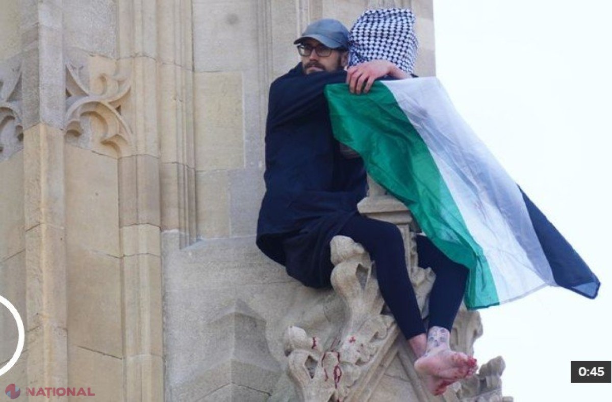 Bărbatul ce a arborat steagul palestinian pe Big Ben declanșează tensiuni în Londra, în timp ce activiști pro-Palestina vandalizează terenul de golf al lui Trump în Scoția