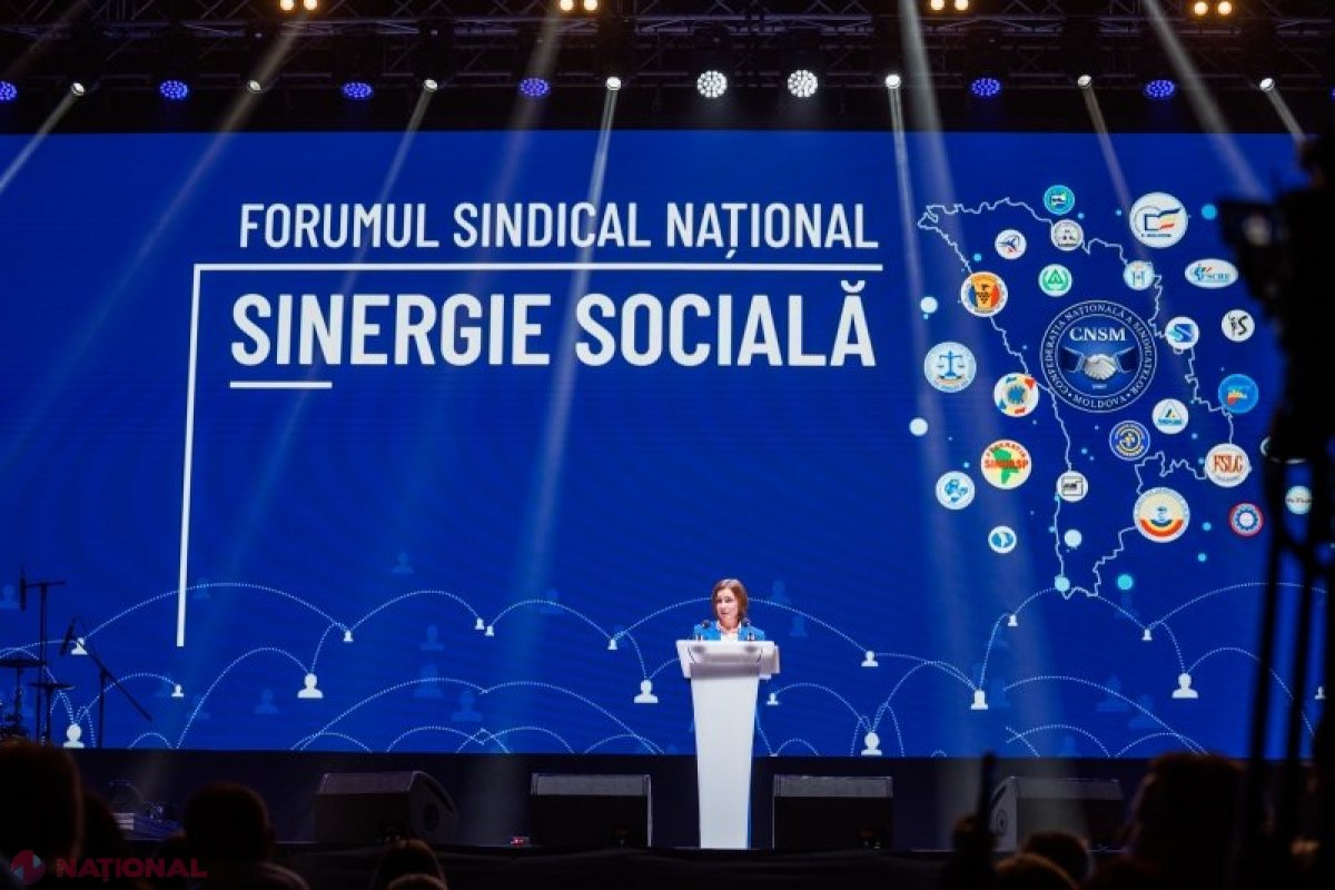 Maia Sandu îndeamnă la unitate și solidaritate la Forumul Sindical Național „Sinergie Socială”