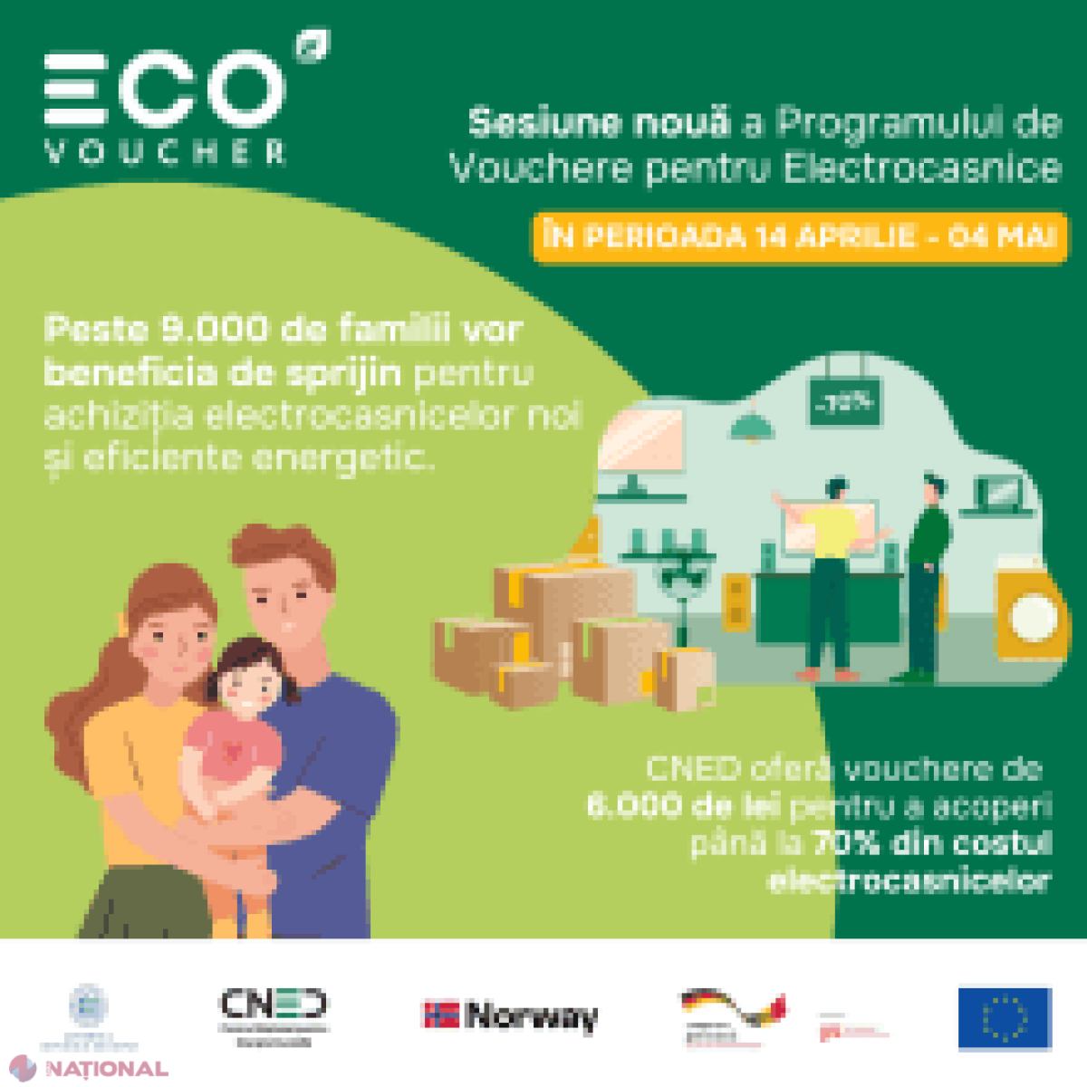 Mii de familii din Moldova beneficiază de noi vouchere pentru electrocasnice eficiente energetic prin Programul EcoVoucher