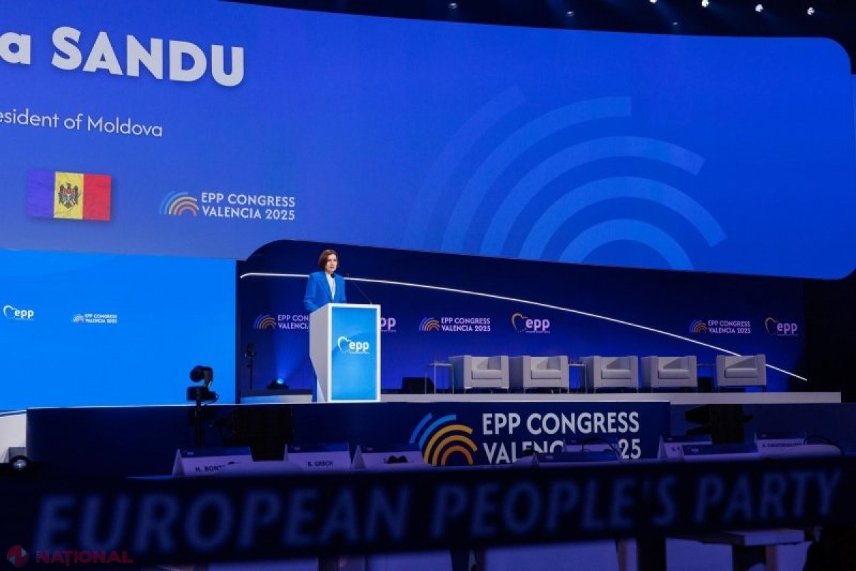 Maia Sandu, la Congresul PPE: Aderarea Moldovei și Ucrainei, un pas către o Europă mai unită și sigură