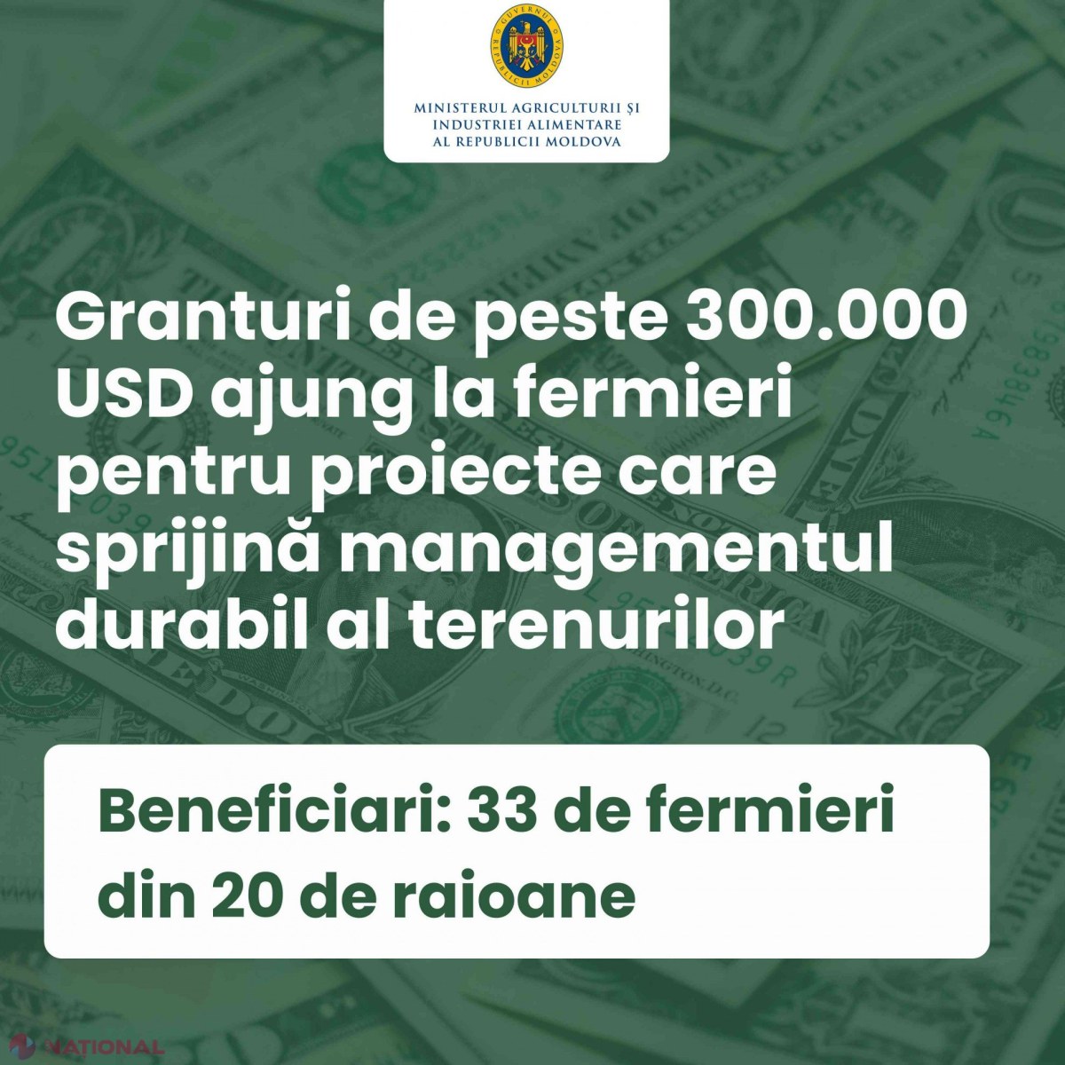 Finanțare pentru tehnologii agricole eco-prietenoase în valoare de peste 300 000 de dolari SUA, destinată agenților economici din R. Moldova