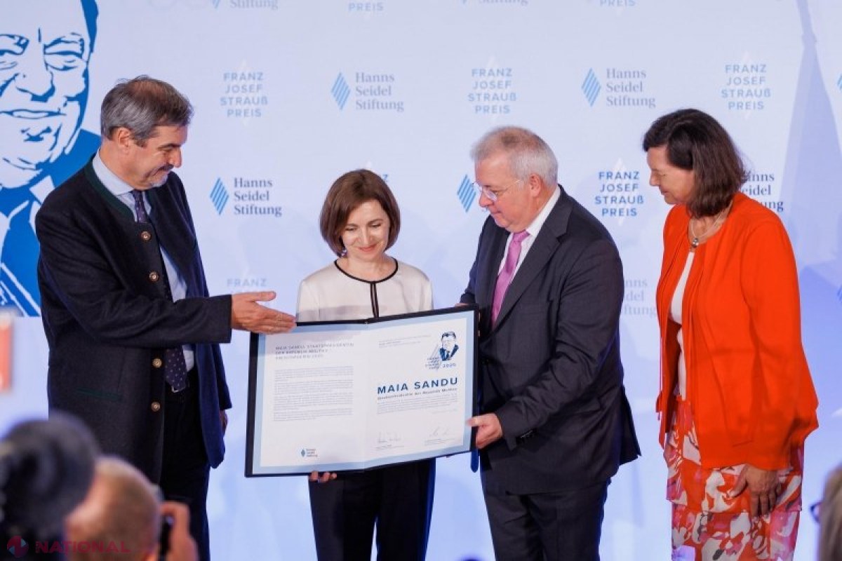 Maia Sandu onorată cu Premiul Franz Josef Strauss: Acord strategic cu Bavaria pentru întărirea cooperării economice și educaționale