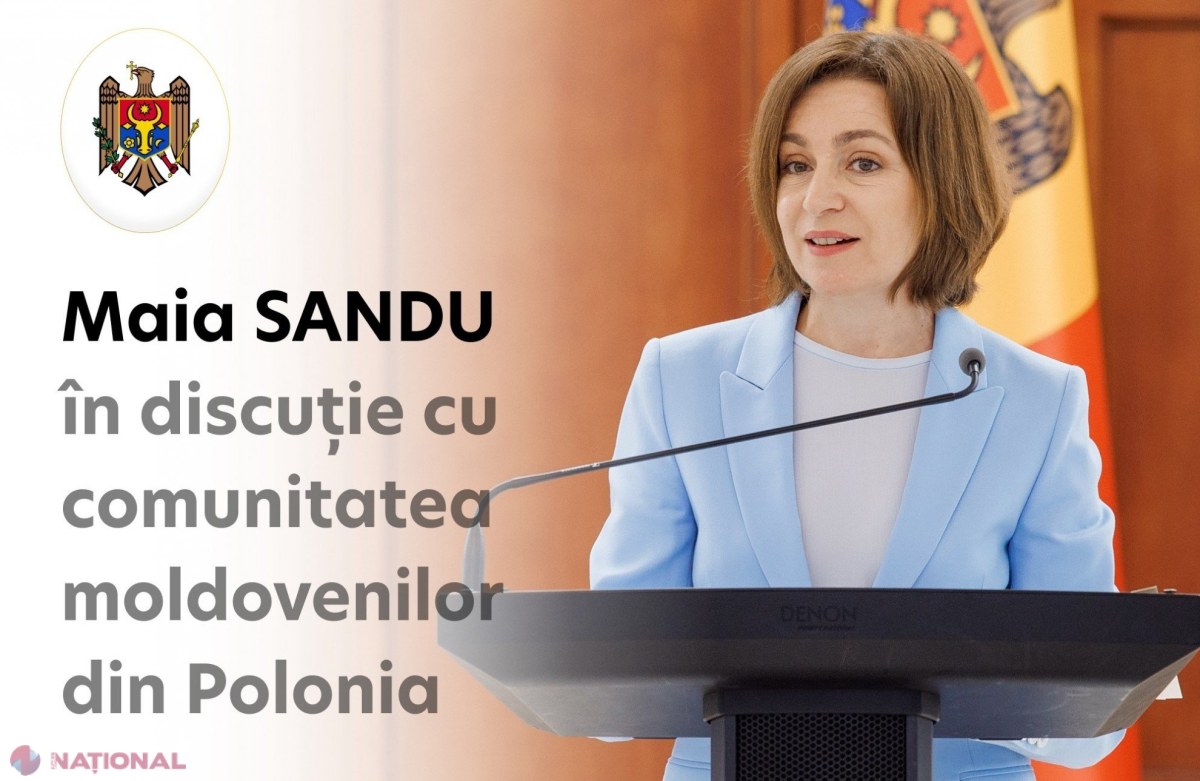 Maia Sandu se întâlnește cu diaspora moldovenească din Polonia la Varșovia pentru discuții despre aderarea la UE