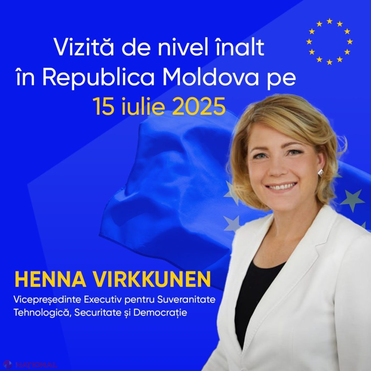 Vicepreședintele Comisiei Europene, Henna Virkkunen, vine pentru prima dată în Republica Moldova pentru discuții importante cu liderii țării