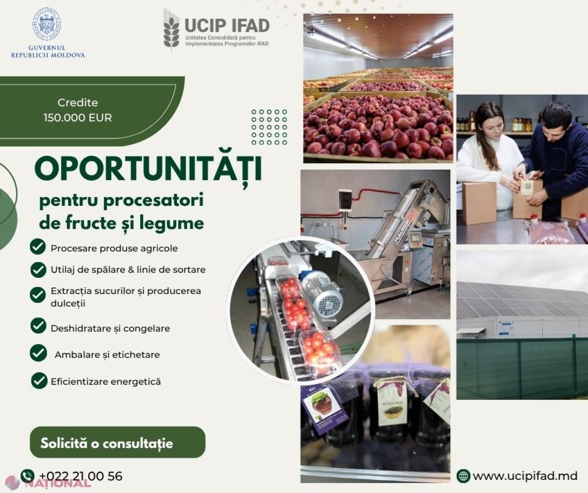 Finanțare avantajoasă pentru micile întreprinderi agricole: până la 150.000 euro pentru procesare și depozitare