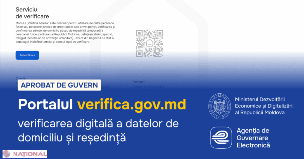 Guvernul R. Moldova lansează portalul verifica.gov.md pentru acces rapid la datele de domiciliu și reședință