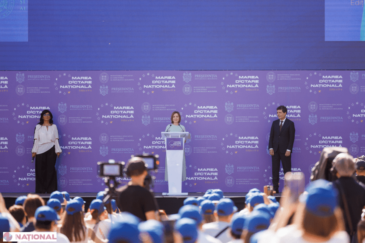 Maia Sandu și Nicușor Dan, uniți de limba română la Marea Dictare Națională de la Chișinău