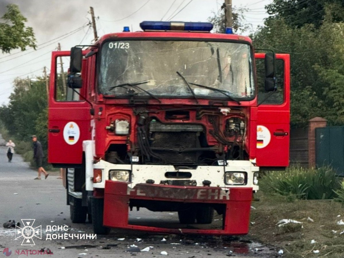 Dronă rusească avariază o mașină de pompieri în Kramatorsk, în timp ce pompierii luptau cu un incendiu într-un bloc rezidențial