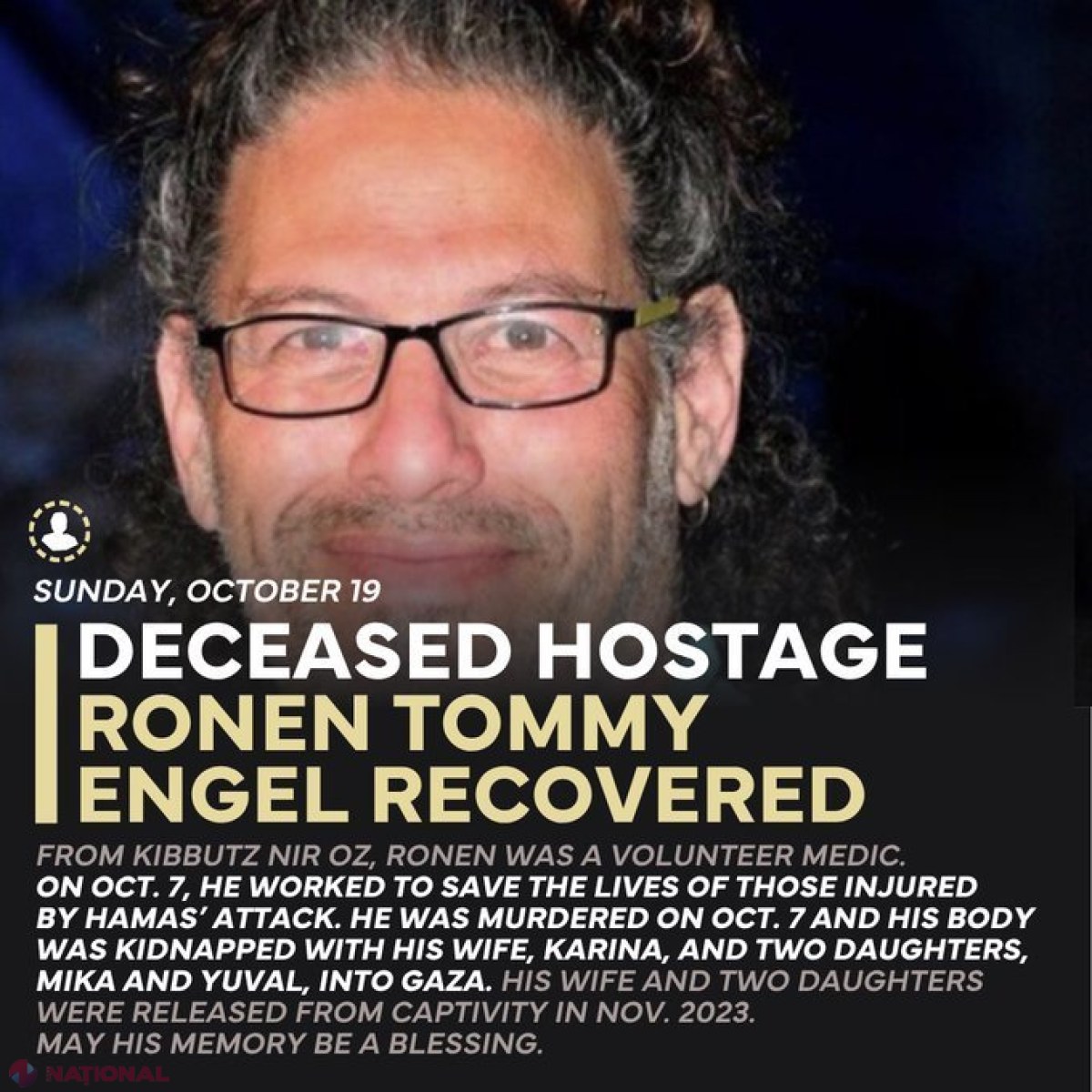 Israelul confirmă că rămășițele lui Ronen Engel, ostatic ucis de Hamas, au fost repatriate