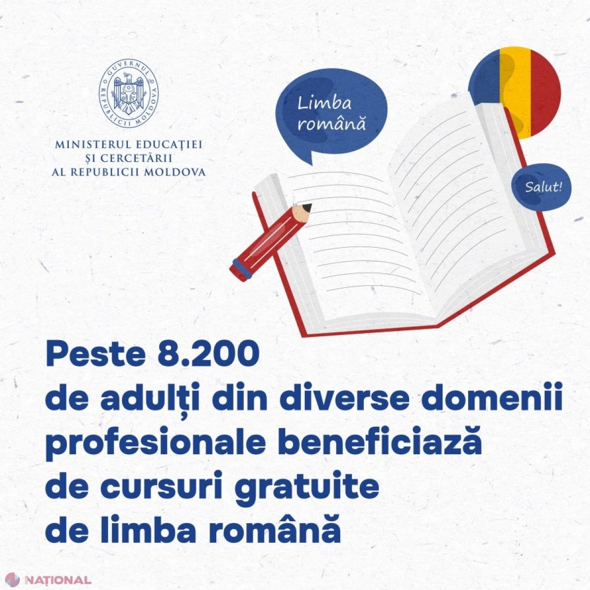 Peste 8.200 de adulți beneficiază de cursuri gratuite de limbă română, depășind așteptările Programului Național al MEC