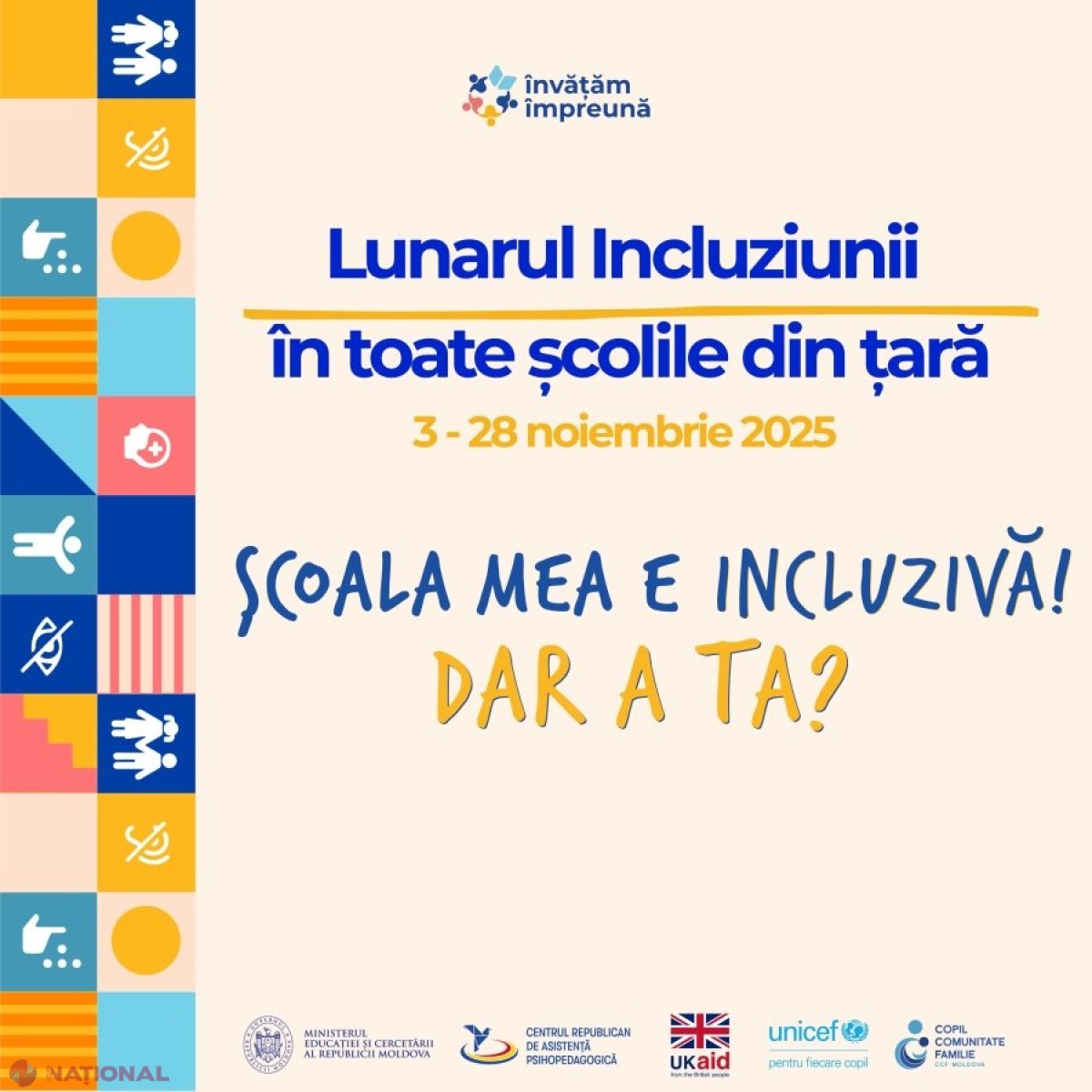 Școlile din Moldova susțin incluziunea și drepturile copilului prin activități educative și artistice în noiembrie