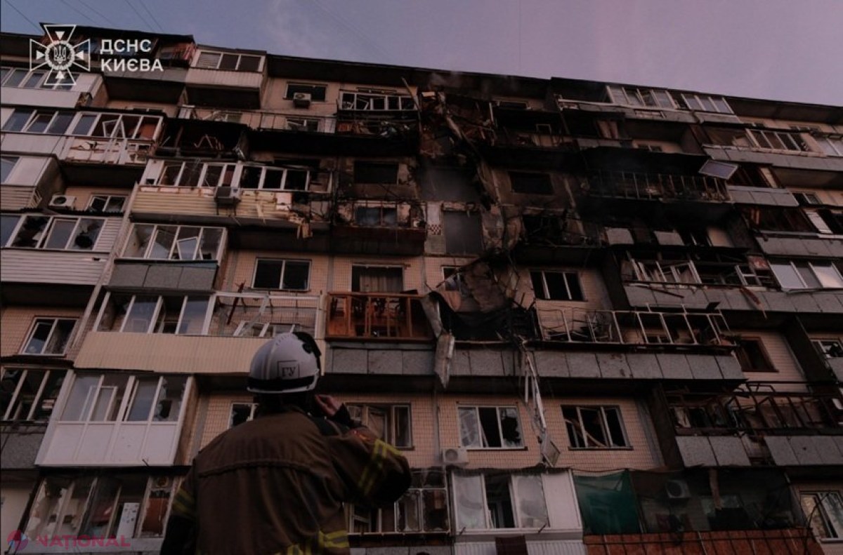 Kiev sub atac: întreruperi de curent și apă în urma bombardamentelor rusești, o clădire avariată în districtul Dnipro și victime umane