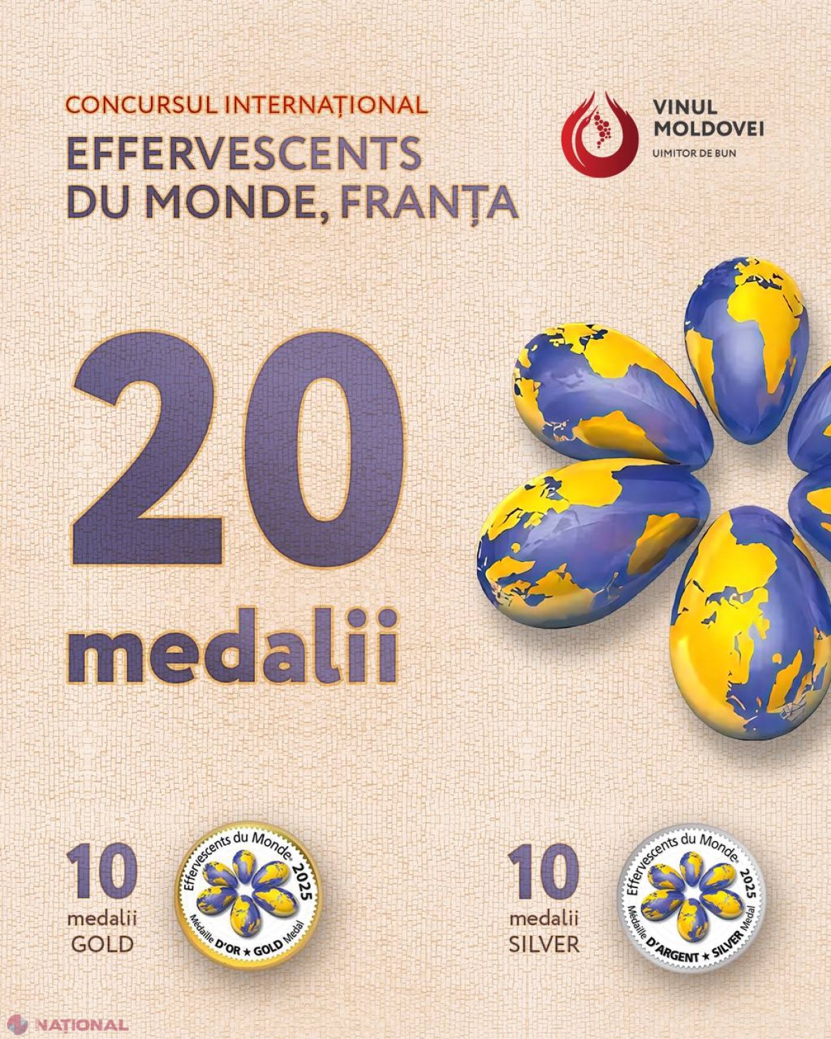 Producătorii moldoveni de spumante strălucesc la nivel mondial cu 20 de medalii câștigate în Franța
