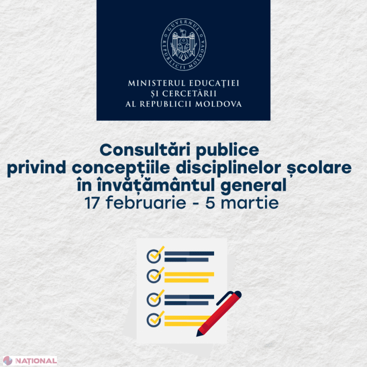MEC cheamă societatea la dezbatere asupra noilor concepții ale disciplinelor școlare din învățământul general