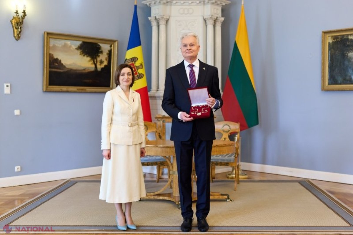 Maia Sandu îi conferă lui Gitanas Nausėda „Ordinul Republicii” pentru sprijinul acordat Moldovei și parcursului său european