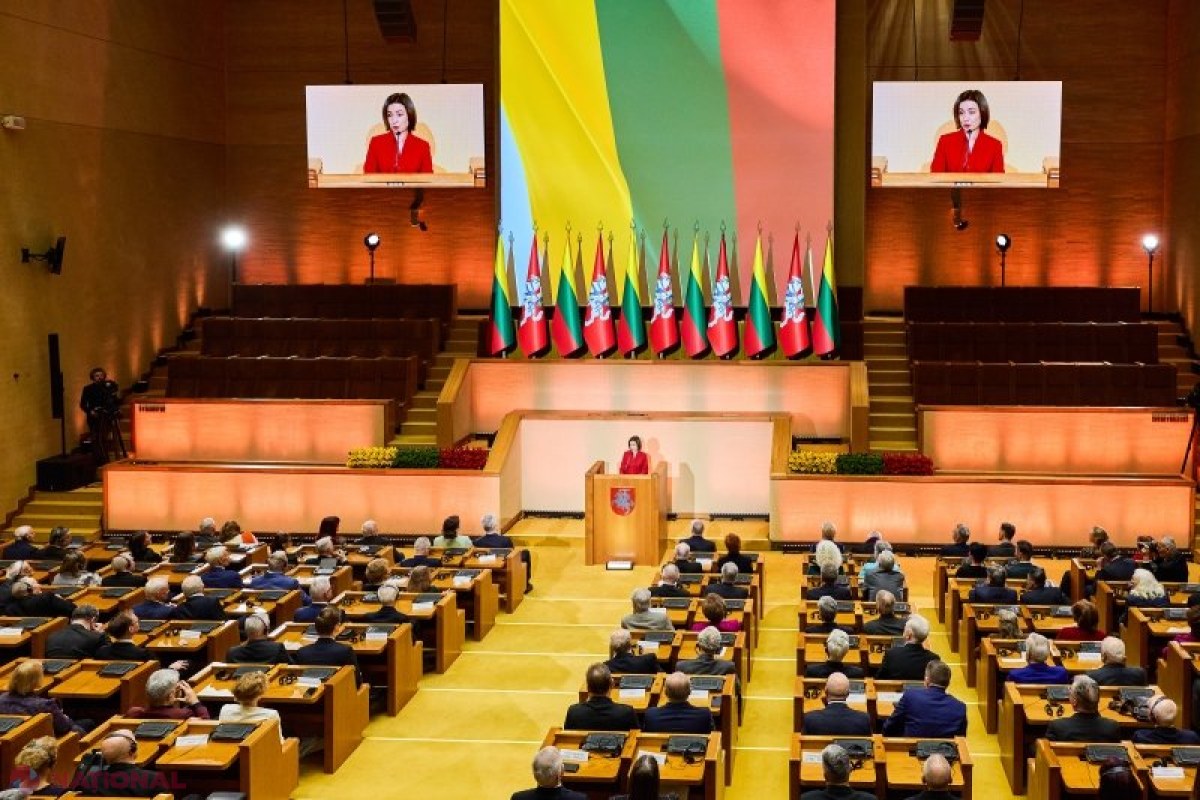 Maia Sandu, apel în Parlamentul Lituaniei: Ajutați Moldova să-și urmeze drumul european, așa cum v-ați urmat voi independența în 1990