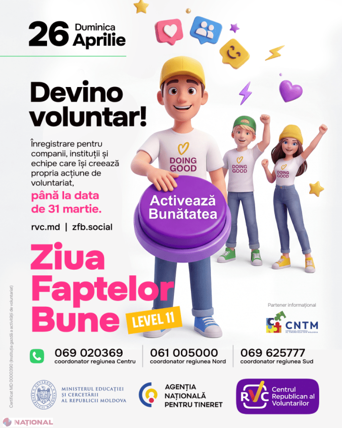 Ziua Faptelor Bune 2026: Ministerul Educației și Cercetării cheamă elevii și tinerii la voluntariat în întreaga țară