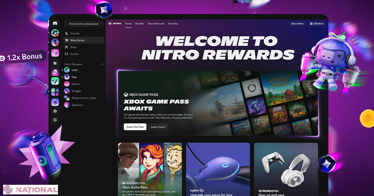 Discord lansează Nitro Rewards: acces gratuit la Xbox Game Pass de bază și reduceri pentru abonații plătitori