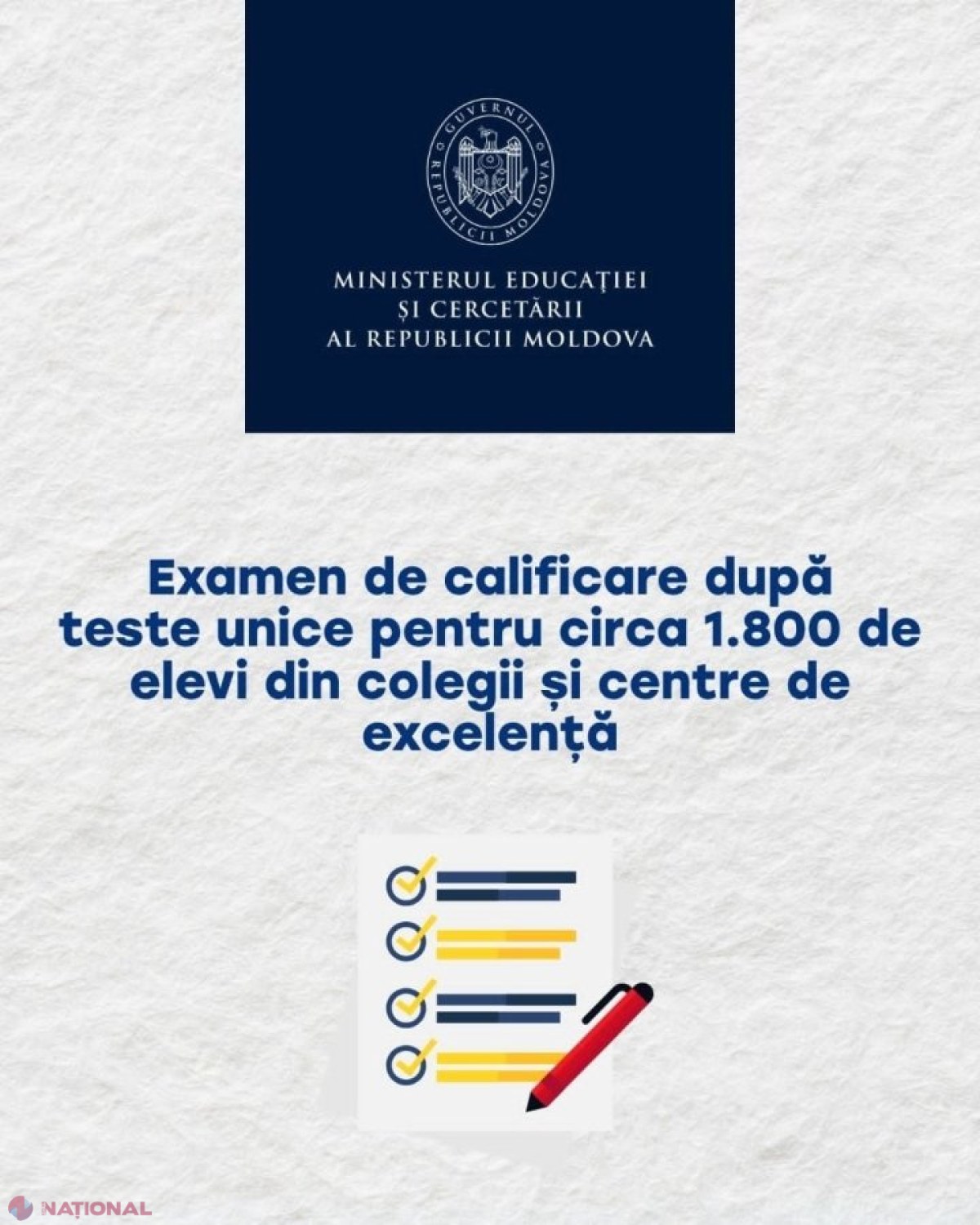 Examen de calificare cu teste unice pentru 1.870 de elevi din colegii și centre de excelență, organizat în 17 centre externe la nivel național