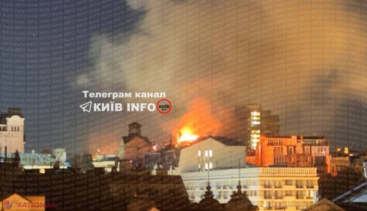 Explozie urmată de incendiu în centrul Kievului, în timpul unei alerte aeriene