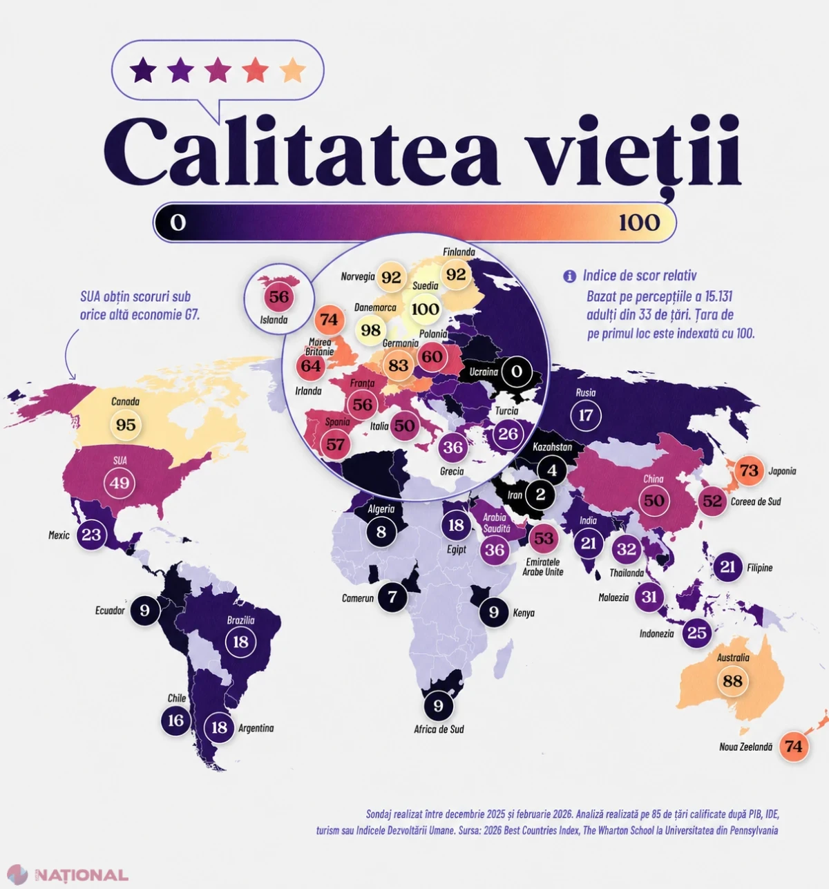 Unde se trăiește cel mai bine în lume: România pe locul 41 în noul index al calității vieții