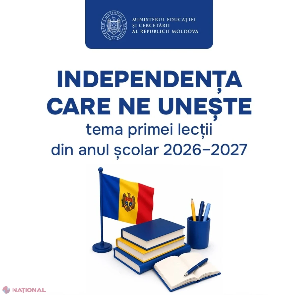 Prima zi de școală în 2026 va începe cu lecția „Independența care ne unește”, dedicată celor 35 de ani ai Republicii Moldova