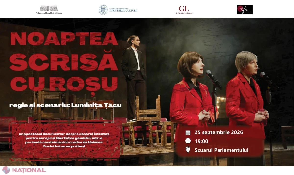 Spectacolul documentar „Noaptea scrisă cu roșu”, despre represiunea sovietică, va fi prezentat în scuarul Parlamentului