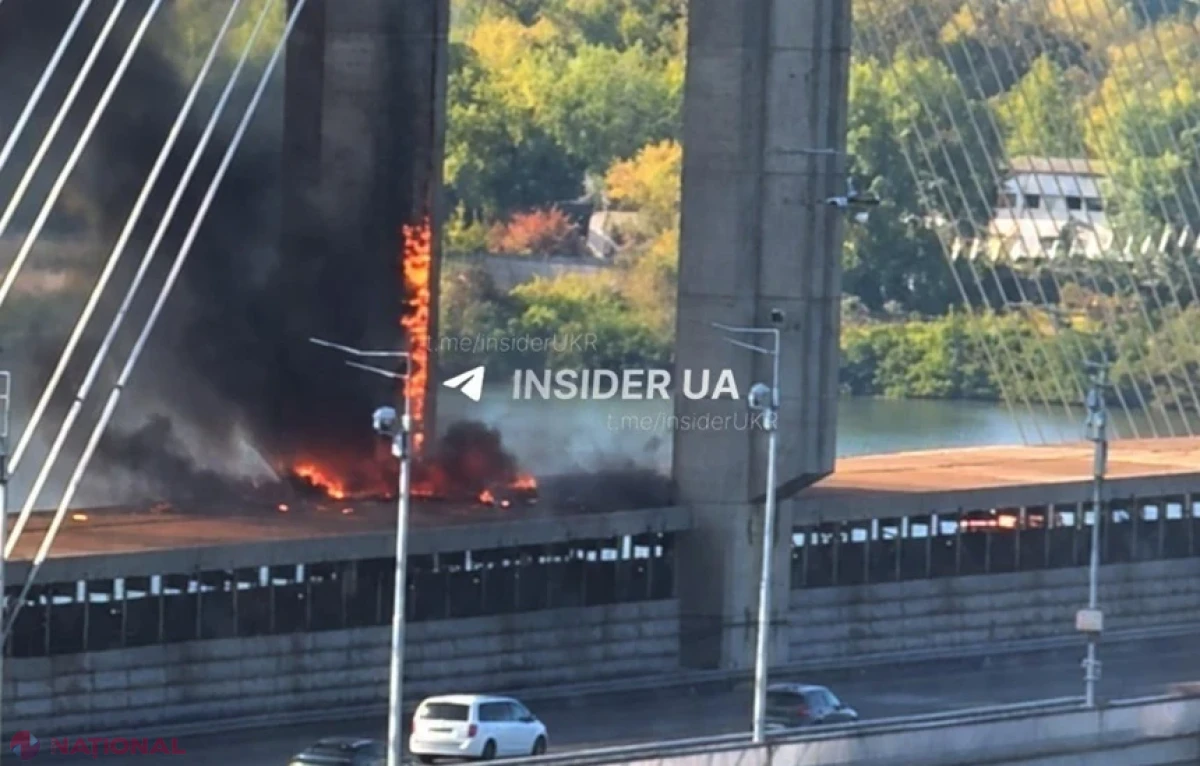 Pod important din Kiev, lovit de două drone rusești. Transportul public, suspendat pentru verificarea structurii