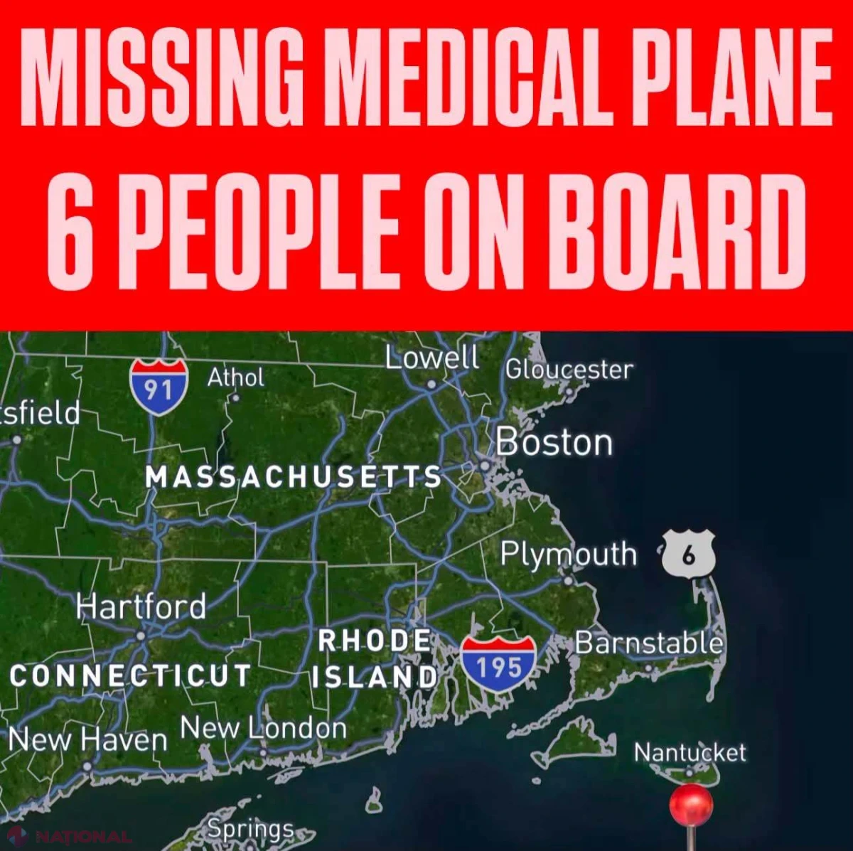 Garda de Coastă caută un avion medical cu șase persoane la bord, dispărut în largul insulei Nantucket