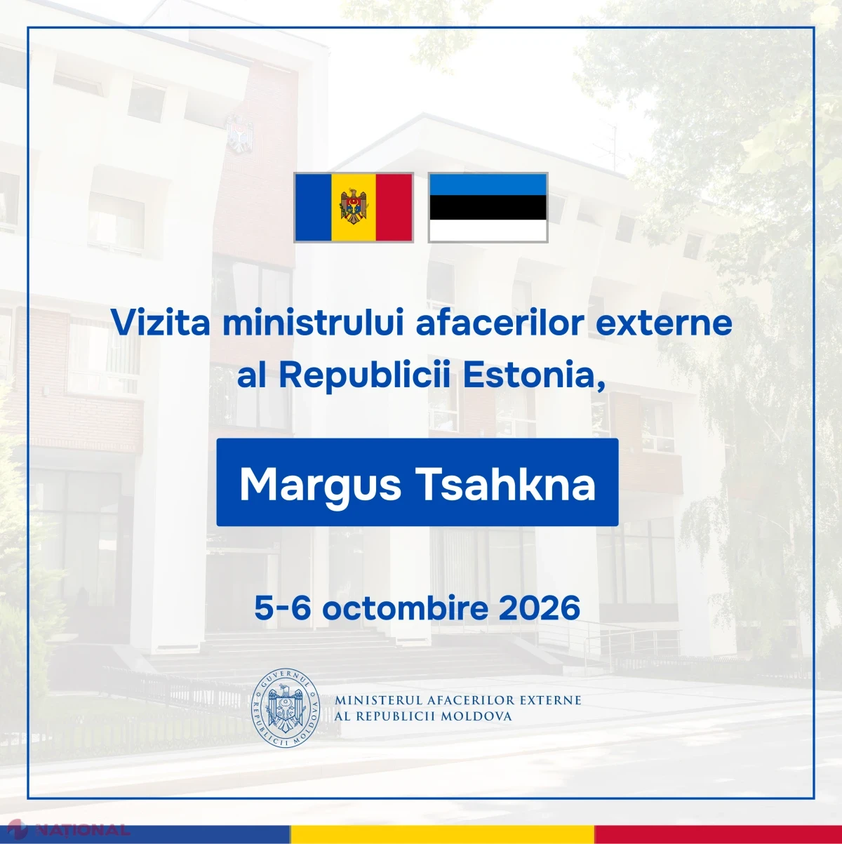 Ministrul de Externe al Estoniei, Margus Tsahkna, vine la Chișinău: va inaugura ambasada țării sale și va participa la lansarea unui proiect european la Bălți
