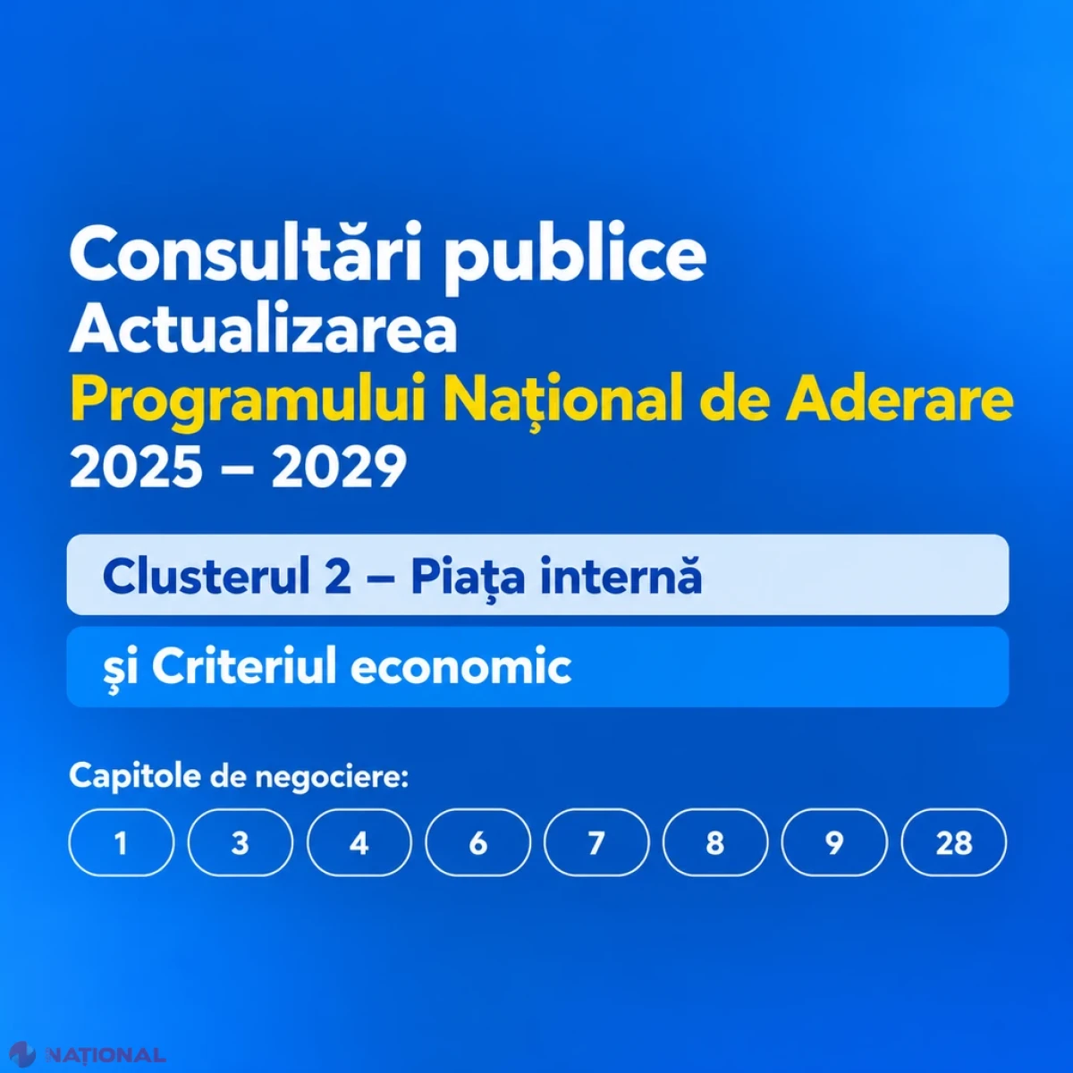 Consultare pentru actualizarea Programului Național de Aderare: Clusterul 2 și Criteriul economic