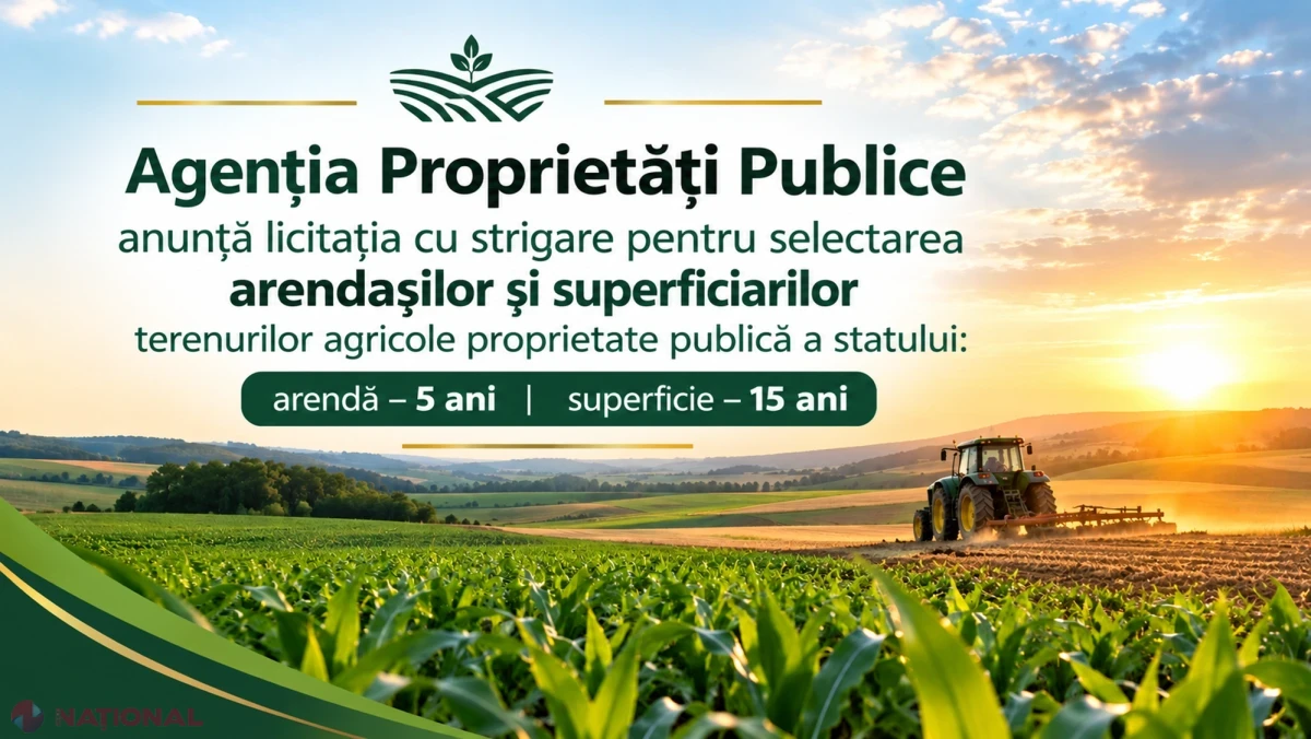 APP scoate la licitație 15 terenuri agricole de stat, în arendă și superficie