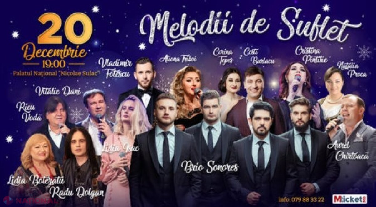 Concert de SUFLET, anunțat la Chișinău în preajma Crăciunului: Brio Sonores, Lidia Botezatu, Radu Dolgan, Costi Burlacu sau Corina Țepeș, la Platul Național
