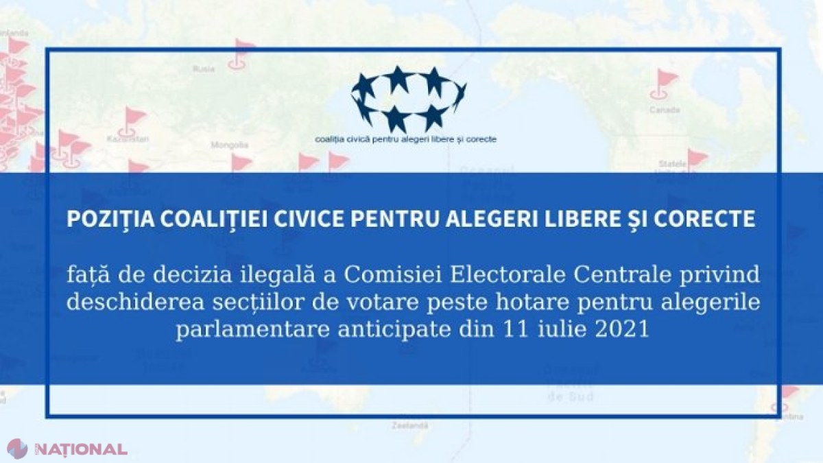 „Decizie ilegală și iresponsabilă”: Coaliția Civică pentru Alegeri Libere și Corecte demonstrează MATEMATIC necesitatea deschiderii mai multor secții de vot peste hotare la alegerile din 11 iulie