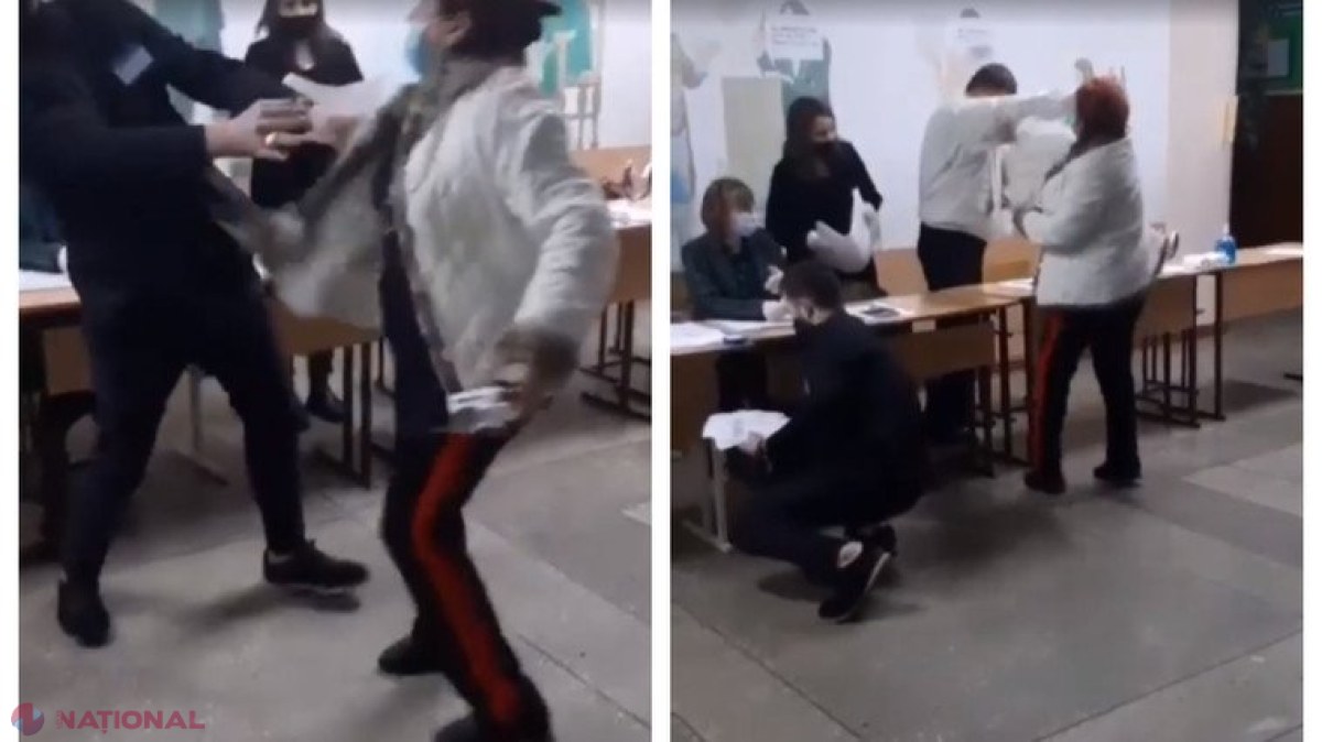 VIDEO // Bătaie cu PUMNI într-o secție de vot. Un membru al secției de votare mai nu s-a ales cu o ȘTAMPILĂ în cap