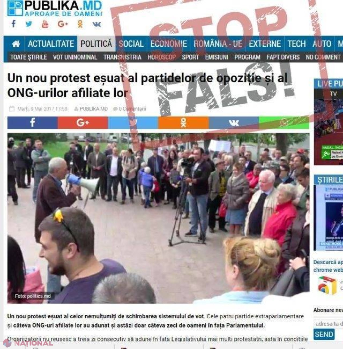 STOP FALS!: Protestul din 14 mai a fost planificat de organizaţiile neguvernamentale care fac partizanat politic