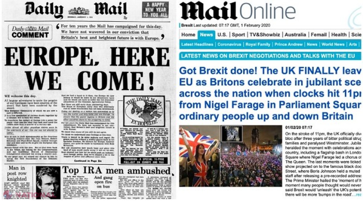 Un arc peste timp în presa britanică. 1 ianuarie 1973: „Europa venim!”/ 1 februarie 2020: „Am făcut Brexit-ul!”