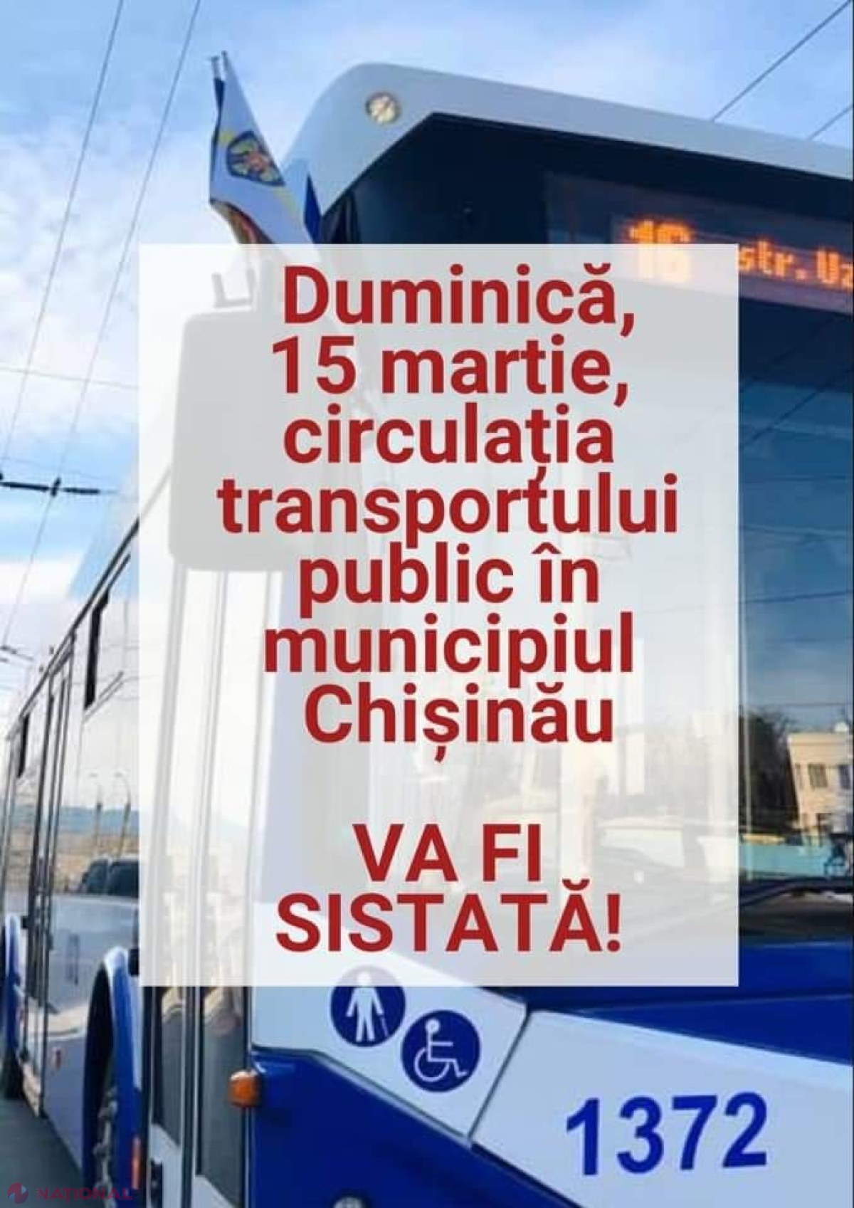 Transportul public NU va circula duminică în Chișinău 