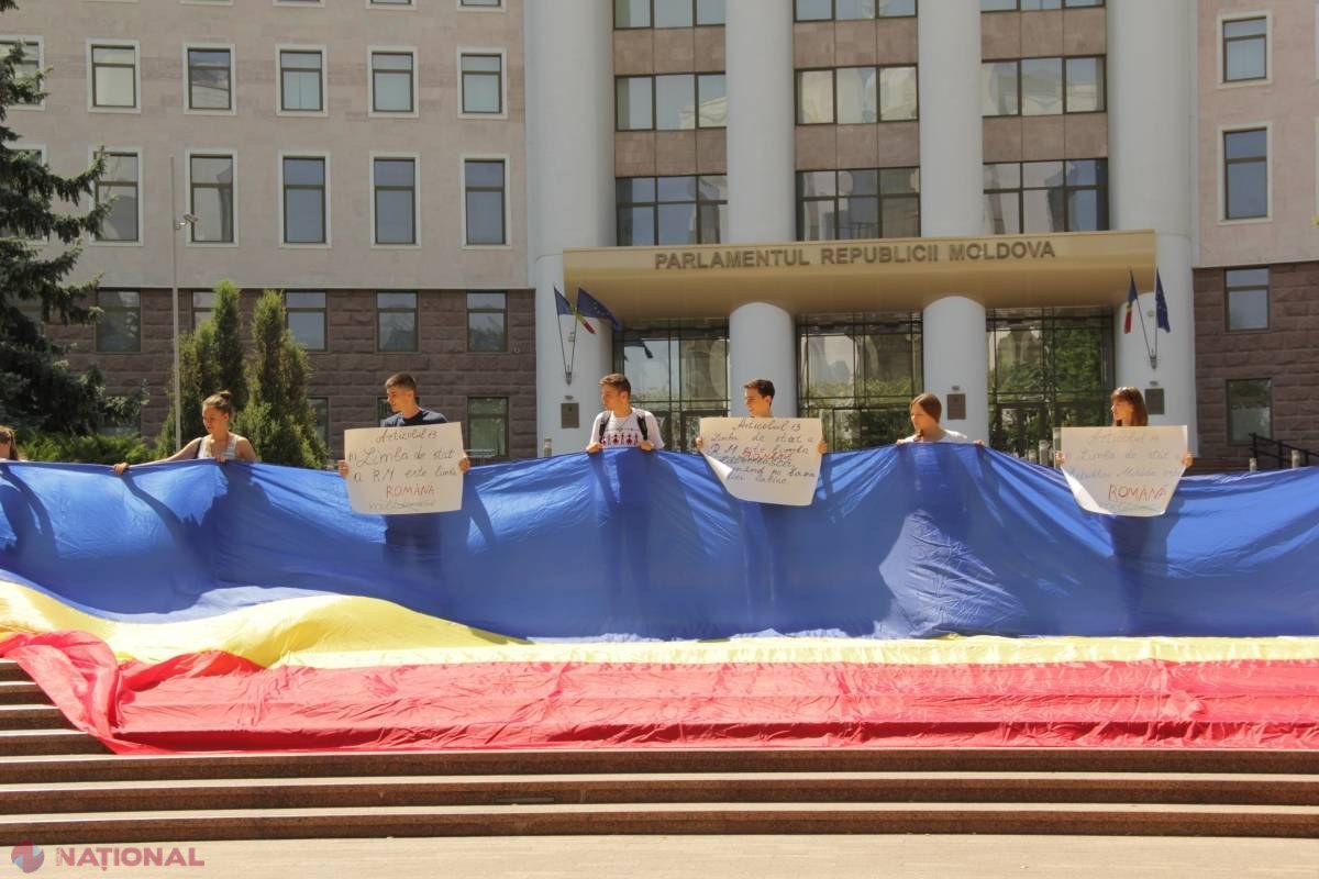 FOTO Flash-mob la Parlament, de Ziua Constituției. Ce le-au arătat mai mulți tineri legislatorilor
