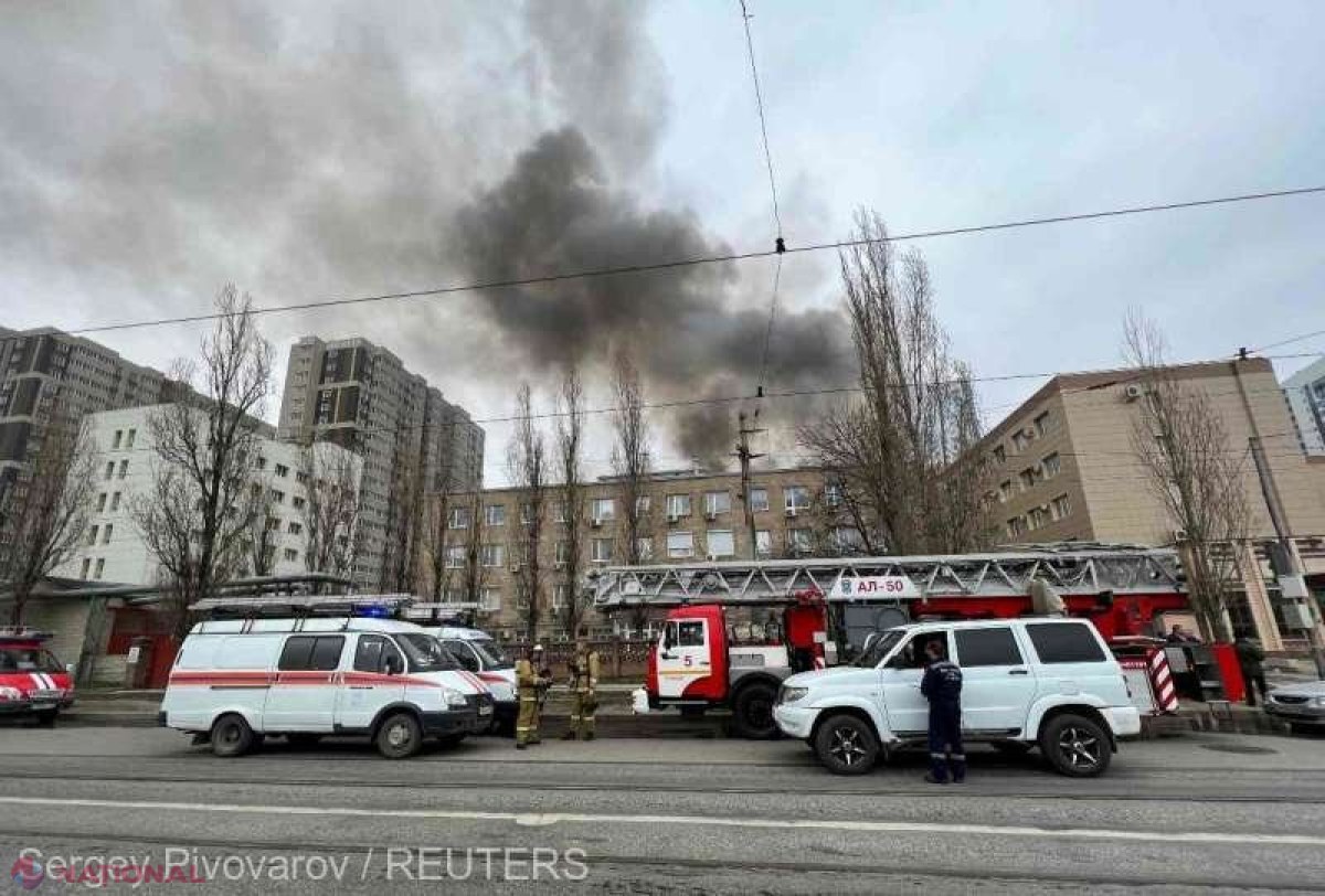 FOTO // Explozie și incendiu masiv într-o clădire care aparține FSB-ului din Rostov pe Don, Rusia: Cel puțin o persoană a decedat