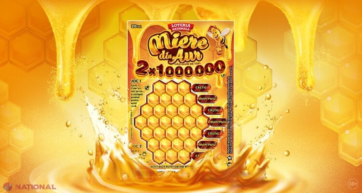 O nouă PREMIERĂ de la Loteria Națională. Biletul „MIERE DE AUR” aduce gustul dulce al câștigurilor de până la 1 000 000 de lei. Cu un singur bilet puteți obține până la TREI câștiguri