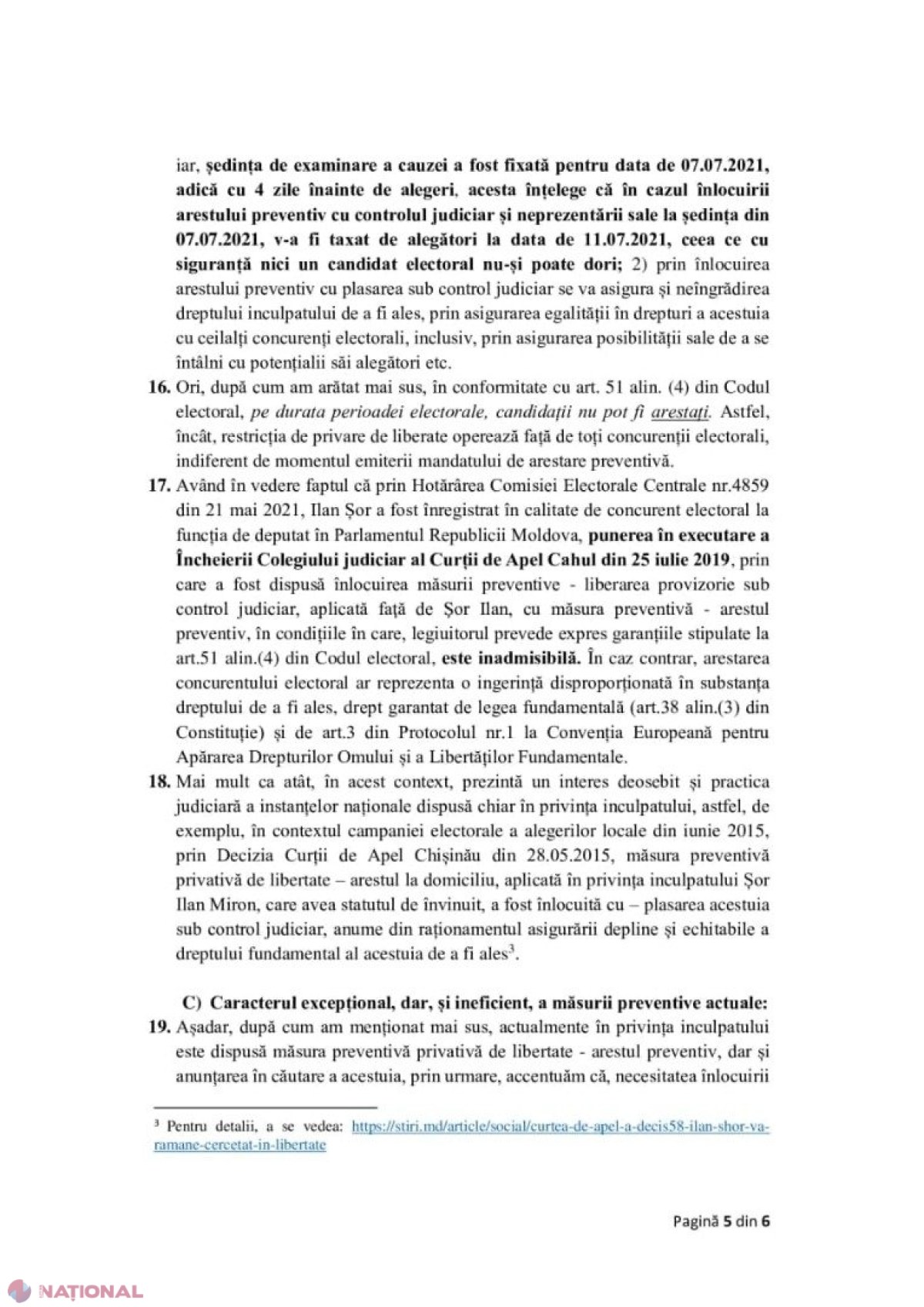 DOC // Șor cere să-i fie ANULAT mandatul de arest pe 7 iulie, pentru ca pe 8 iulie să se întâlnească cu alegătorii săi: „Pe 8 iulie, la ora 8:00, o să mă prezint la Procuratură pentru a depune depoziții, după care o să merg la alegători”