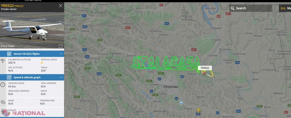 FOTO // Un avion de mici dimensiuni a marcat spațiul aerian al R. Moldova cu sloganul: „STAI ACASĂ”. Cine sunt AUTORII acestui gest