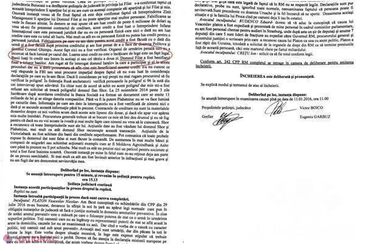 Grefierul care a înlocuit într-un proces-verbal numele „Plahotniuc” cu „Filat” NU a fost sancționat