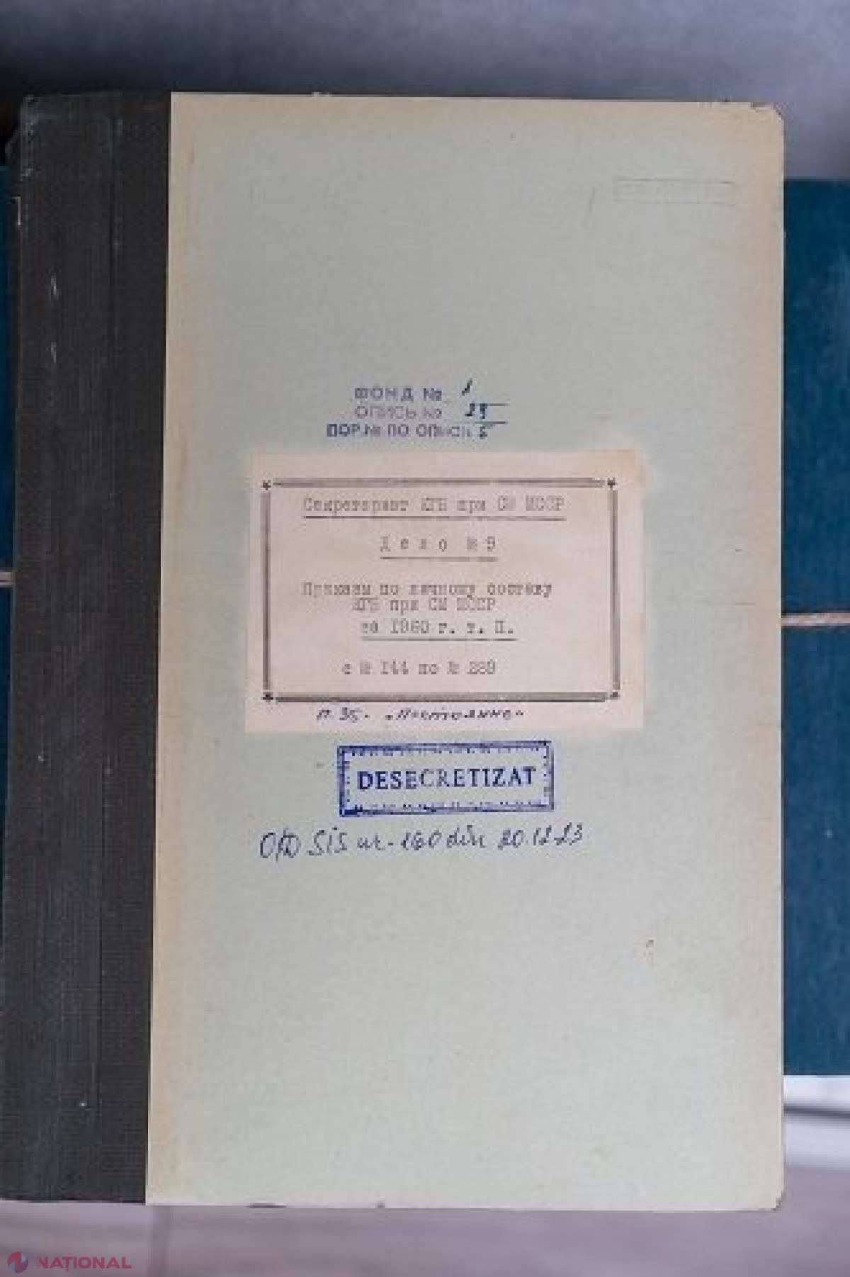 FOTO // Alte 2 534 de DOSARE din arhiva SIS au fost DESECRETIZATE. Ce conțin documentele transmise Agenției Naționale a Arhivelor