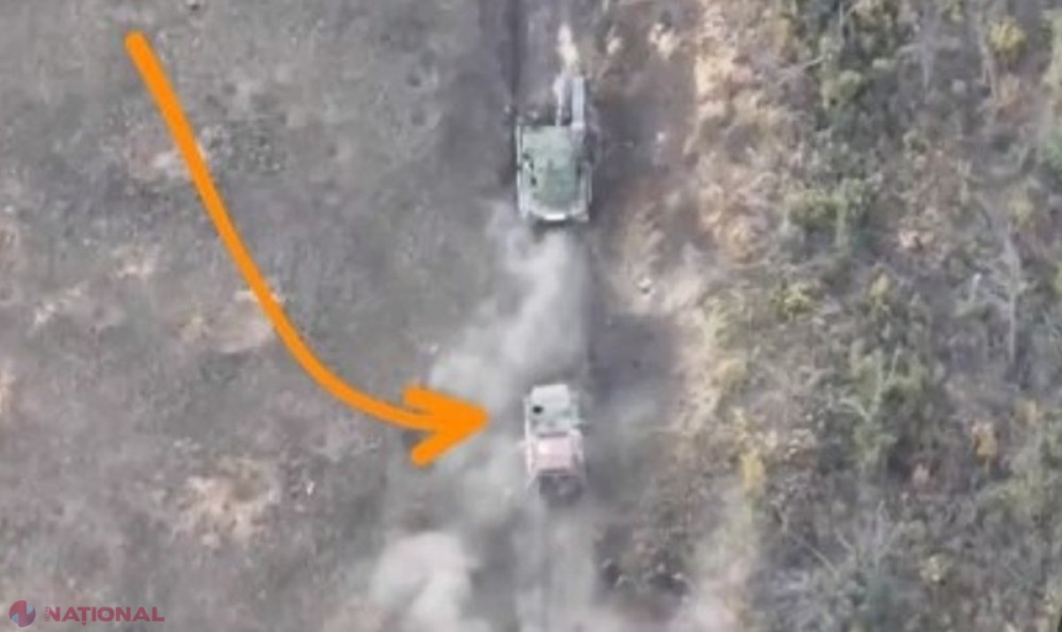 VIDEO // „A doua cea mai puternică armată a lumii”, o nouă acțiune de cascadorii râsului. Rușii și-au lovit dintr-un elicopter propriul transportor blindat, dar au prezentat atacul ca o victorie împotriva Ucrainei 