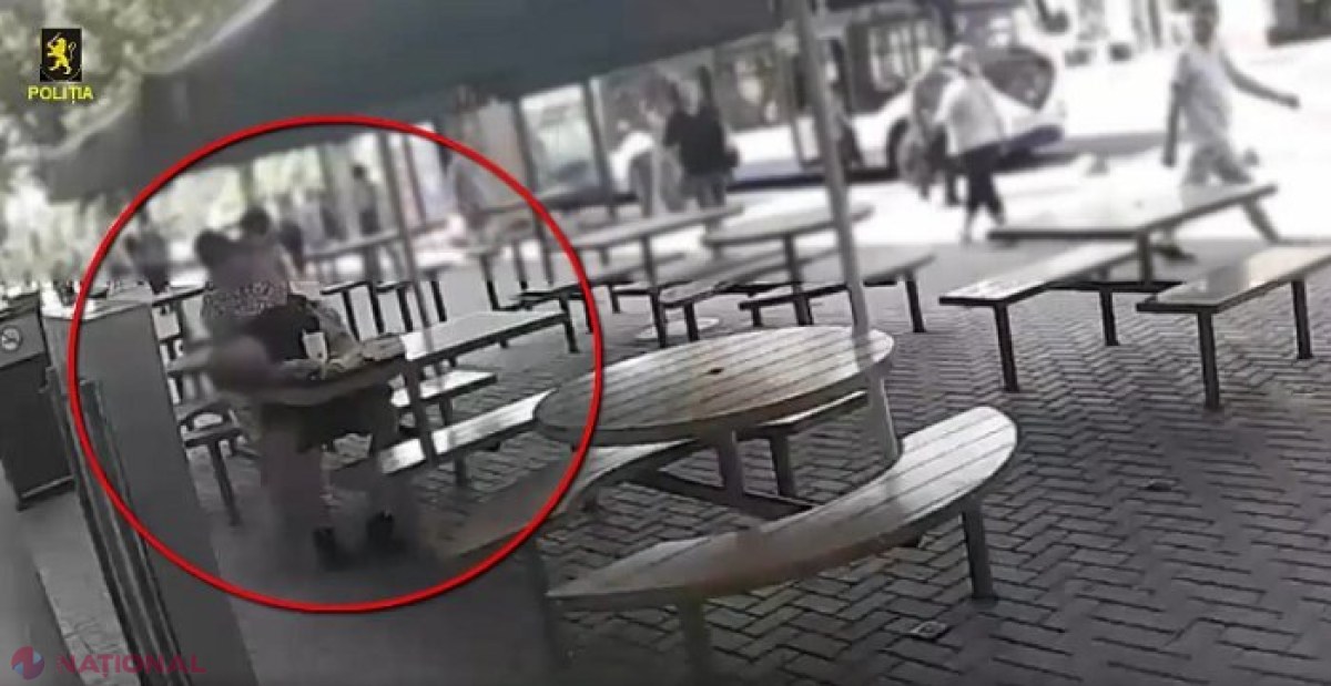VIDEO // Momentul în care un tânăr de 32 de ani este jefuit la o terasă din Chișinău: Suspecta, o femeie de 36 de ani, a fost filmată de camerele de supraveghere ​