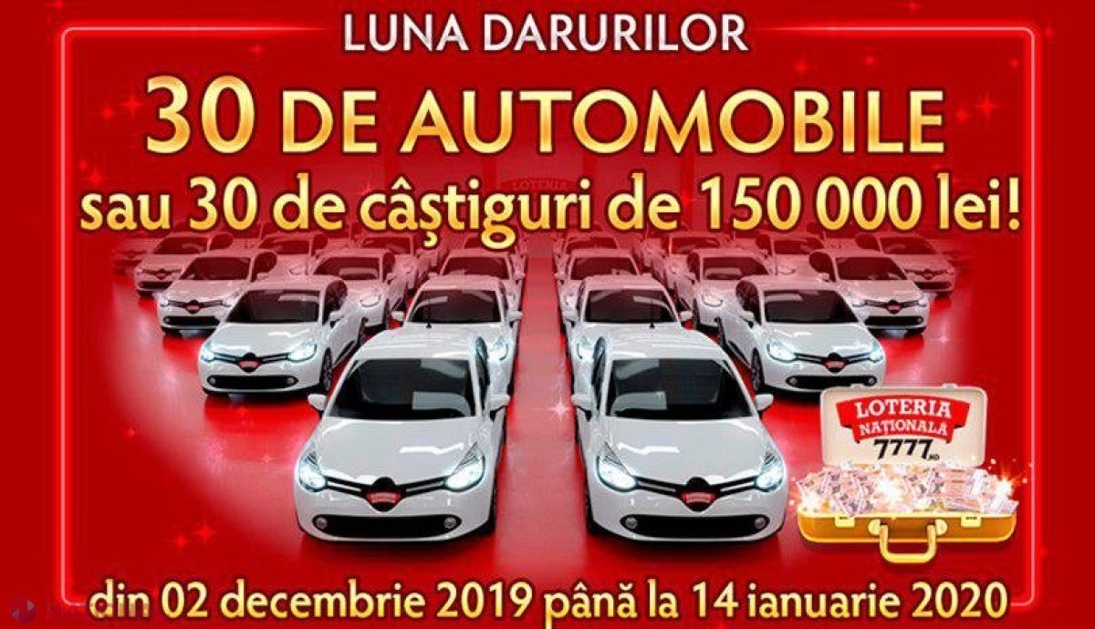 Loteria Națională a Moldovei: Astăzi aflăm PRIMUL CÂȘTIGĂTOR al campaniei „Luna Darurilor”. Acesta va pleca acasă cu o MAȘINĂ nouă sau 150 000 de lei