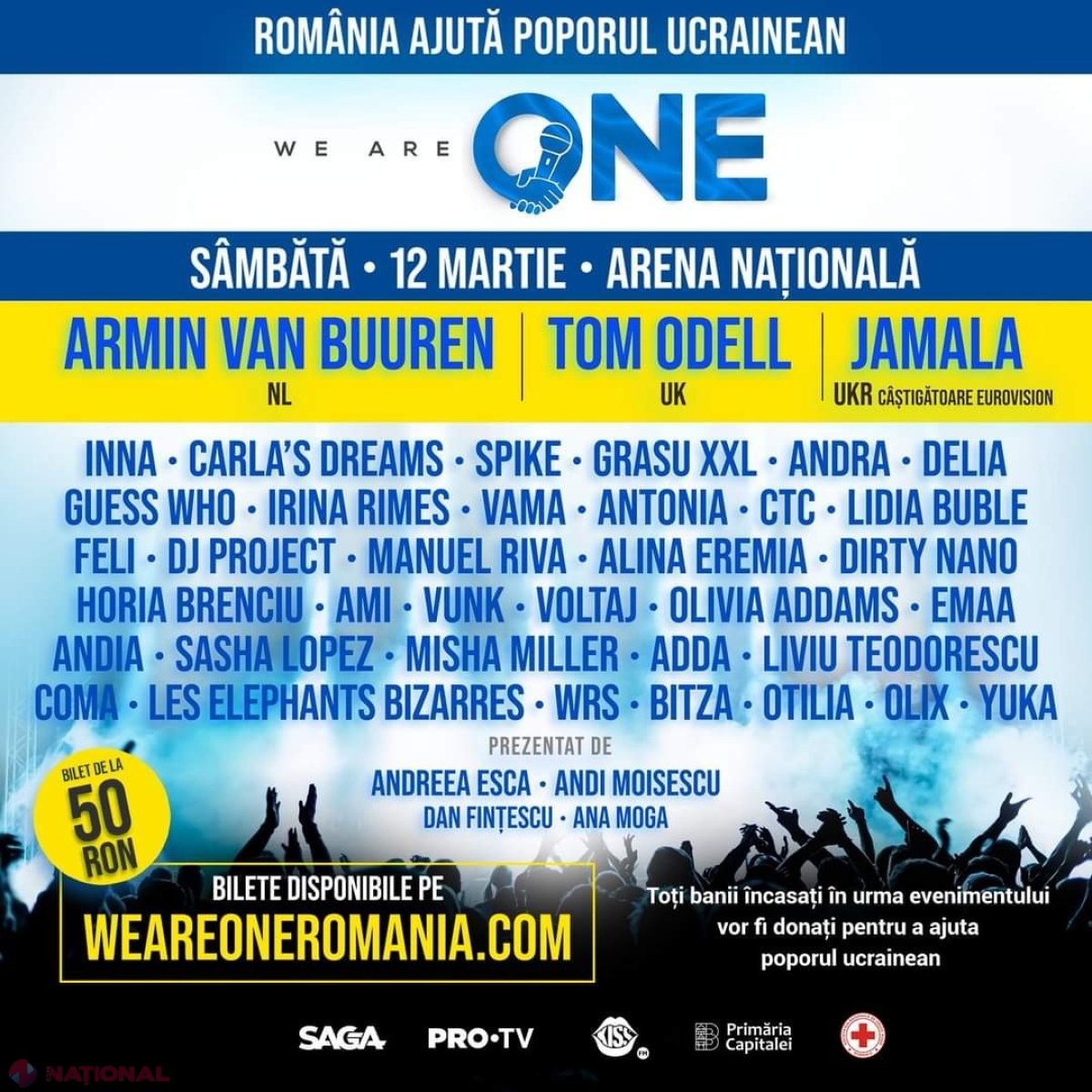 WE ARE ONE, cel mai mare concert caritabil din România: Zeci de artişti cântă la București pentru a acumula bani în sprijinul refugiaților ucraineni 